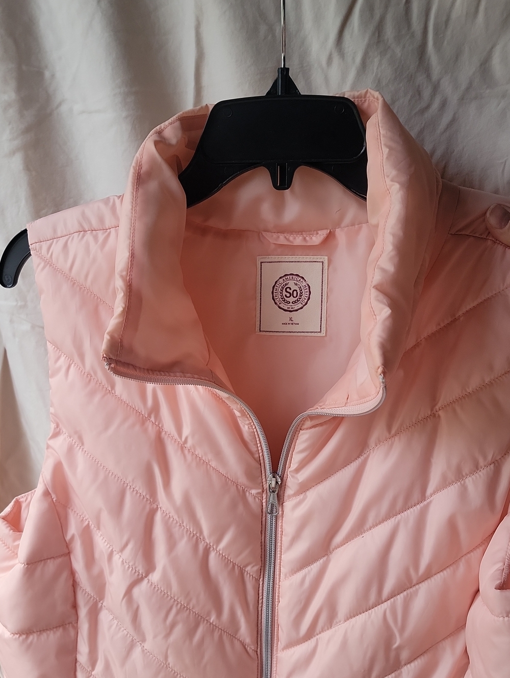 SO Pink Quilted Jacket Vest with Silver Zipper